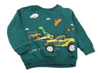 Tmavozelená mikina s diny a auty F&F