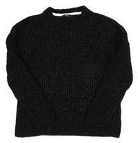 Černý melírovaný žinylkový svetr Next