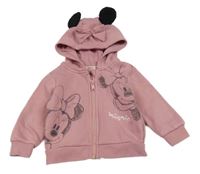 Růžová propínací mikina s Minnie a kapucí Primark