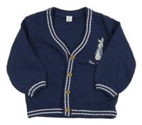 Tmavomodro-bílý propínací svetr s králíčkem M&S