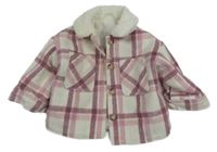 Smetanovo-fialovo-růžová kostkovaná vlněná košilová nda F&F