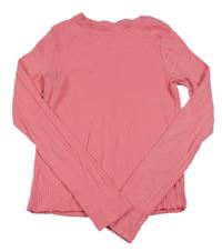 Růžové žebrované crop triko F&F