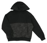 Černo-šedá mikina s melírovaným prvkem a kapucí M&S