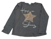 Tmavošedé třpytivé triko s hvězdou Yigga