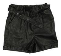 Černé koženkové kraťasy s páskem Primark