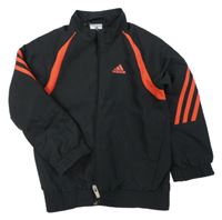 Černo-červená šusťáková sportovní bunda s logem Adidas