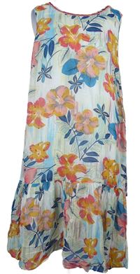 Dámské bílo-barevné květované šifonové šaty River Island 