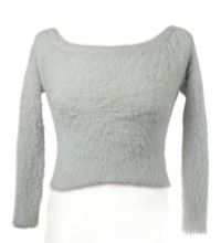 Dámský šedý chlupatý crop svetr H&M