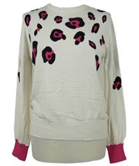 Dámský bílo-růžovo-černý vzorovaný lehký svetr Next 