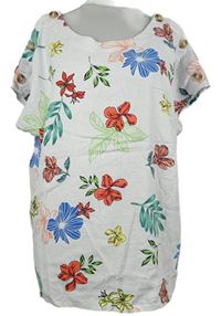 Dámská bílá proužkovaná halenka s květy Bonmarché 