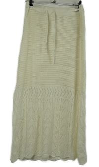 Dámská smetanová pletená ažurová midi sukně