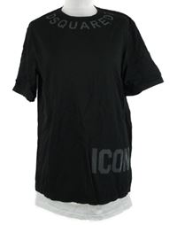 Dámské černo-bílé tričko s nápisy DSQuared 