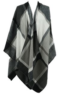 Dámský šedo-černo-bílý kostkovaný svetrový pléd Quiz 