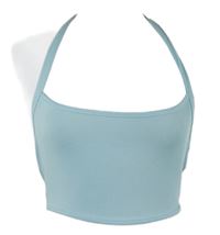 Dámský světlemodrý žebrovaný crop top Shein 