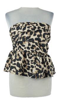 Dámský černo-béžový vzorovaný peplum top Shein 
