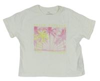 Bílé crop tričko s palmami M&S