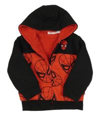 Černo-červená zateplená propínanací mikina se Spidermanem a kapucí Marvel