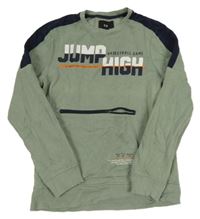 Khaki-tmavomodrá mikina s nápisem C&A