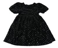 Černé kárované sametové šaty s flitry Dunnes