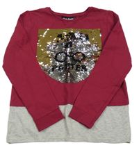 Vínovo-šedá mikina s překlápěcími flitry- Harry Potter