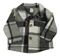 Černo-šedo-bílá kostkovaná košilová bunda Shein