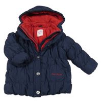 Tmavomodrá šusťáková zimní bunda s kapucí Sugar pink