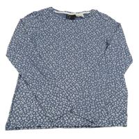 Tmavomodré květinové triko H&M