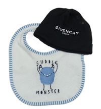 2set- černá čepice+ bílo-modrý bryndák s příšerkou 