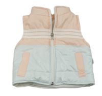 Světlerůžovo-bílá šusťáková zateplená vesta 