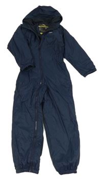 Tmavomodrá šusťáková zimní funkční kombinéza s kapucí Trespass