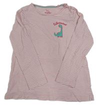 Růžovo-bílé pruhované triko s dinem Lupilu