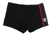 Černo-šedo-červené nohavičkové plavky s potiskem