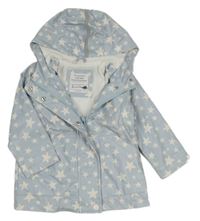Světlemodrá nepromokavá podzimní bunda s hvězdami a kapucí zn. Primark