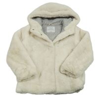 Smetanová kožešinová podšitá bunda s kapucí zn. Primark