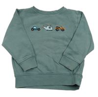 Zelenošedá mikina s auty Next