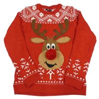 Červeno-bílý vzorovaný svetr se sobem Next