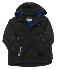 Černá šusťáková podzimní bunda s nášivkou a kapucí F&F