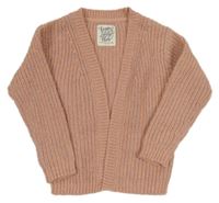 Růžový melírovaný třpytivý pletený cardigan C&A