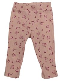 Růžové květované žebrované teplé legíny Primark
