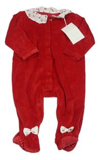 Nové- Červený sametový overal s límečkem 