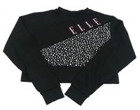 Černá crop mikina s nápisem a flíčky