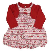 Bílo-červené šaty se srdíčky a bolérkem George