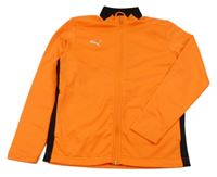 Neonově oranžovo-černá sportovní propínací mikina Puma