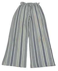 Bílo-modré pruhované lehké široké kalhoty River Island