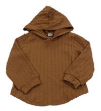 Hnědá 3D vzorovaná mikina s kapucí Shein