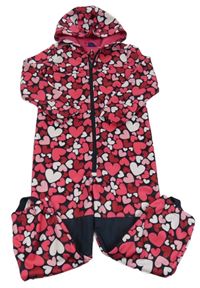 Tmavomodro-růžová softshellová kombinéza se srdíčky a kapucí Lupilu