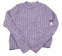 Lila melírovaný žebrovaný crop svetr H&M