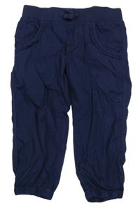 Tmavomodré plátěné crop kalhoty Dopodopo