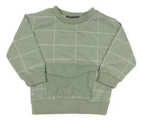 Světlezeleno-bílá kostkovaná mikina s kapsou PRIMARK