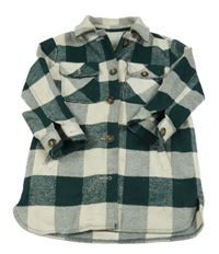 Tmavozeleno-smetanová kostkovaná košilová bunda Primark